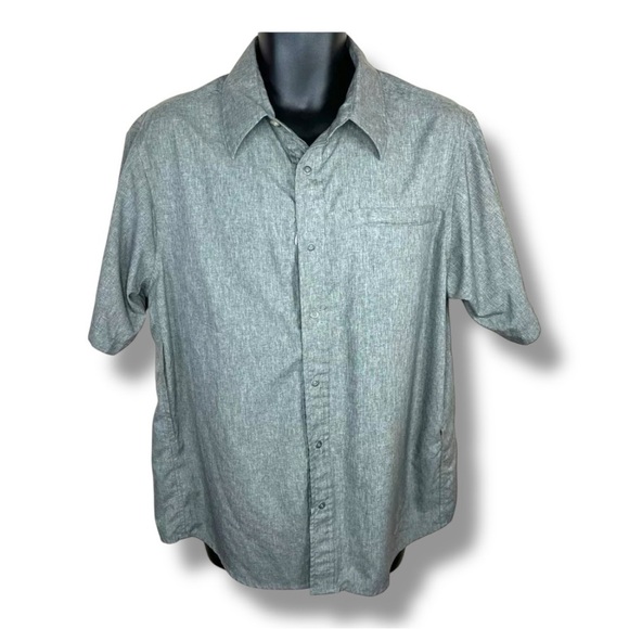 M Men’s Excurzion Grey Short Sleeve Breathable Button Down Shirt Medium - Picture 1 of 10